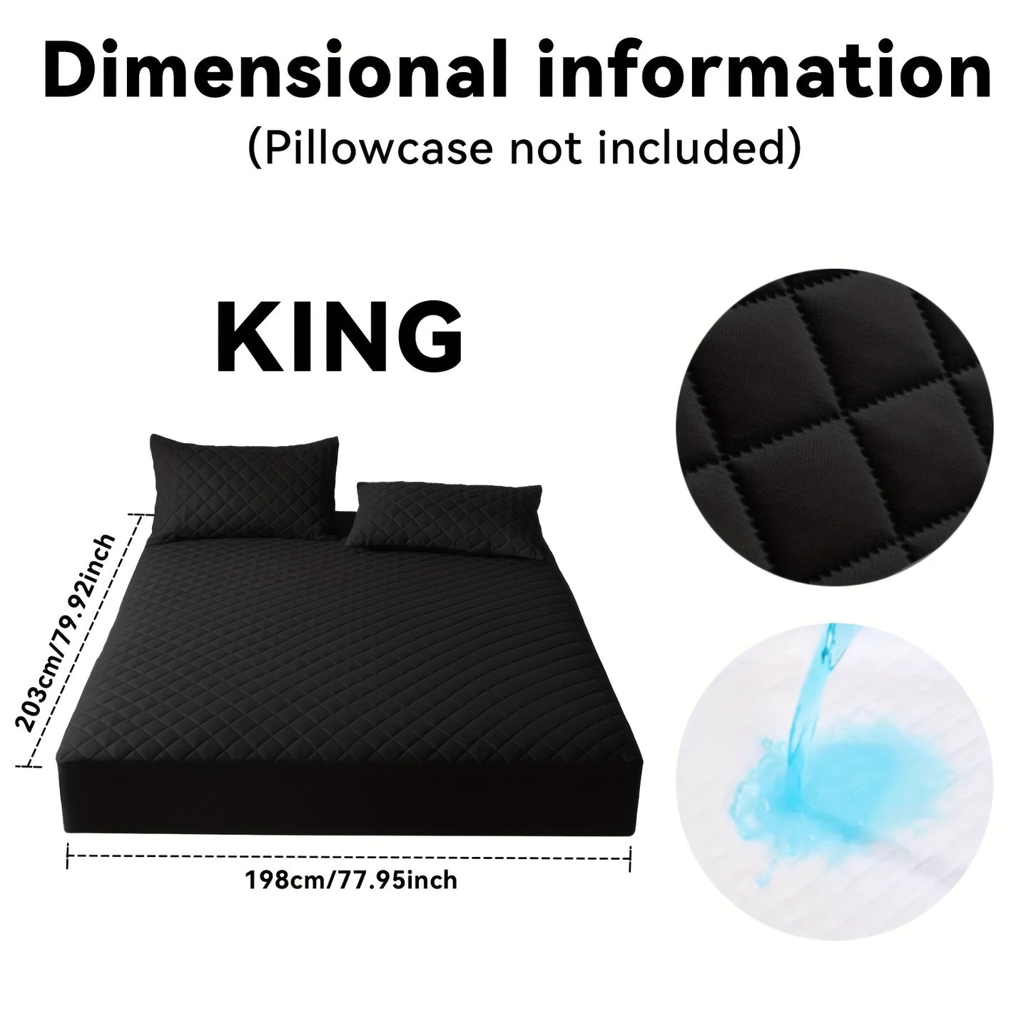 Quilted Waterproof Mattress Protective Cover - Super Soft And Comfortable Mattress Cover, Waterproof Mattress Protective Cover Fits Snugly Between Bed Sheets, Suitable for Room Decoration, Bedrooms, Guest Rooms, Hotels (exclu