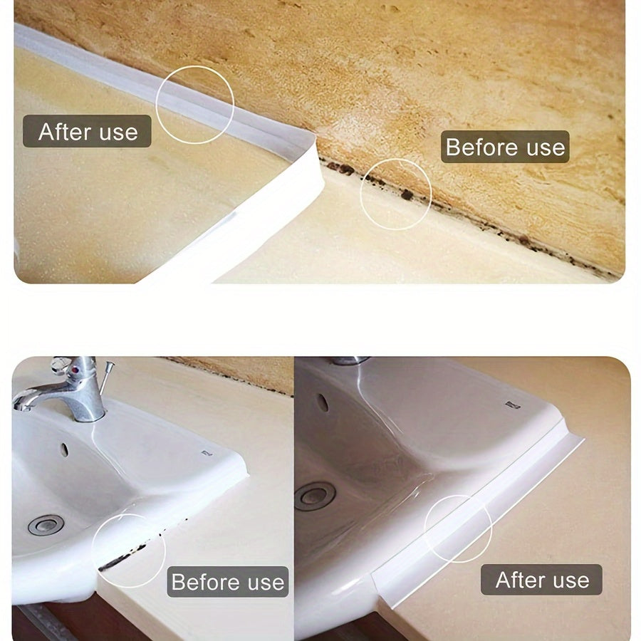 4 ROLLS Caulk Tape Long-Lasting Self-Adhesive Waterproof Strips for Bathroom & Kitchen, Caulking Tape, Instant Application, No Tools Needed, Peel And Stick, Bathroom Accessories, Bathroom, Bathroom Must Haves, Toilet Tape