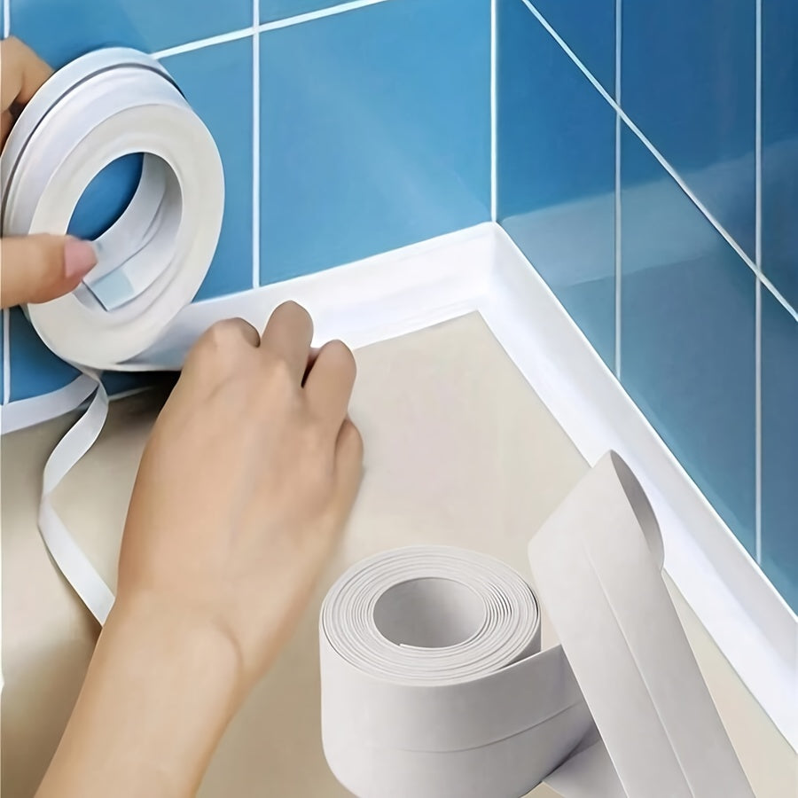 4 ROLLS Caulk Tape Long-Lasting Self-Adhesive Waterproof Strips for Bathroom & Kitchen, Caulking Tape, Instant Application, No Tools Needed, Peel And Stick, Bathroom Accessories, Bathroom, Bathroom Must Haves, Toilet Tape
