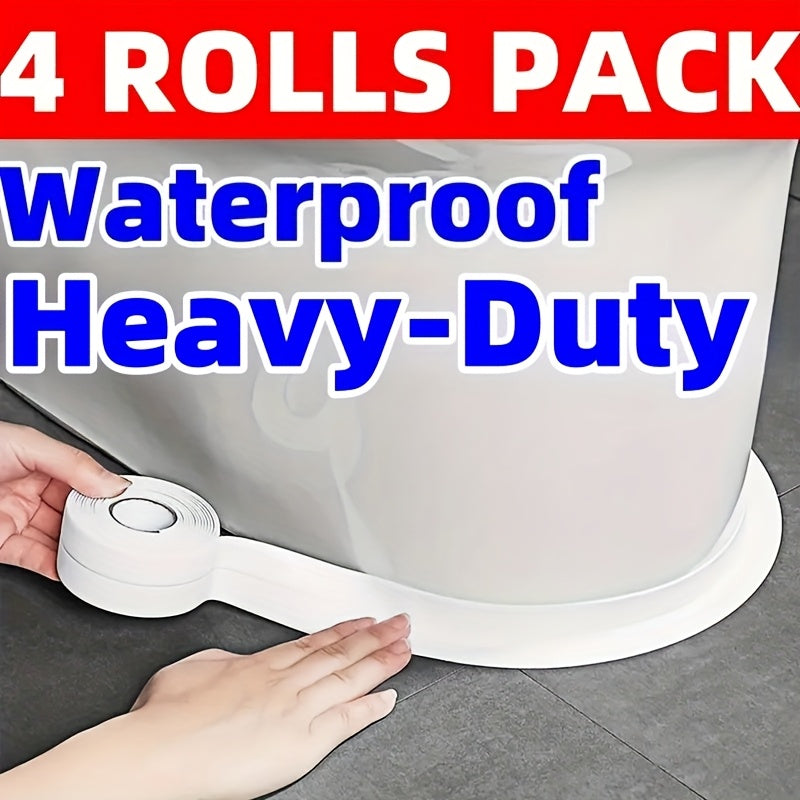 4 ROLLS Caulk Tape Long-Lasting Self-Adhesive Waterproof Strips for Bathroom & Kitchen, Caulking Tape, Instant Application, No Tools Needed, Peel And Stick, Bathroom Accessories, Bathroom, Bathroom Must Haves, Toilet Tape