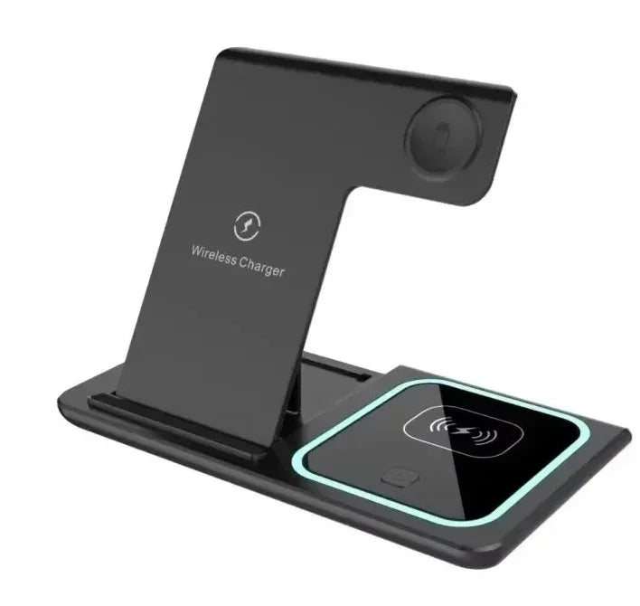 LED Fast Wireless Charger Stand 3 in 1 Foldable Charging Station For iPhone 15 14 13 12 11 Apple Watch 9 8 7 6 5 Airpods Pro