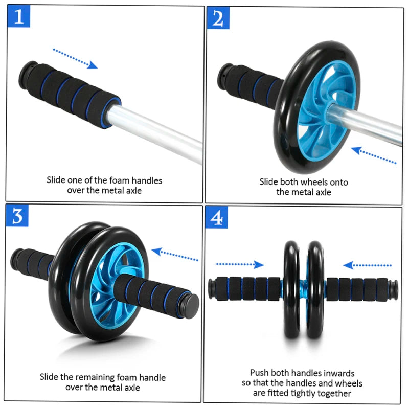 5-In-1 AB Wheel Roller Kit with Push-Up Bar Jump Rope Hand Gripper and Knee Pad Abdominal Core Carver Fitness Workout