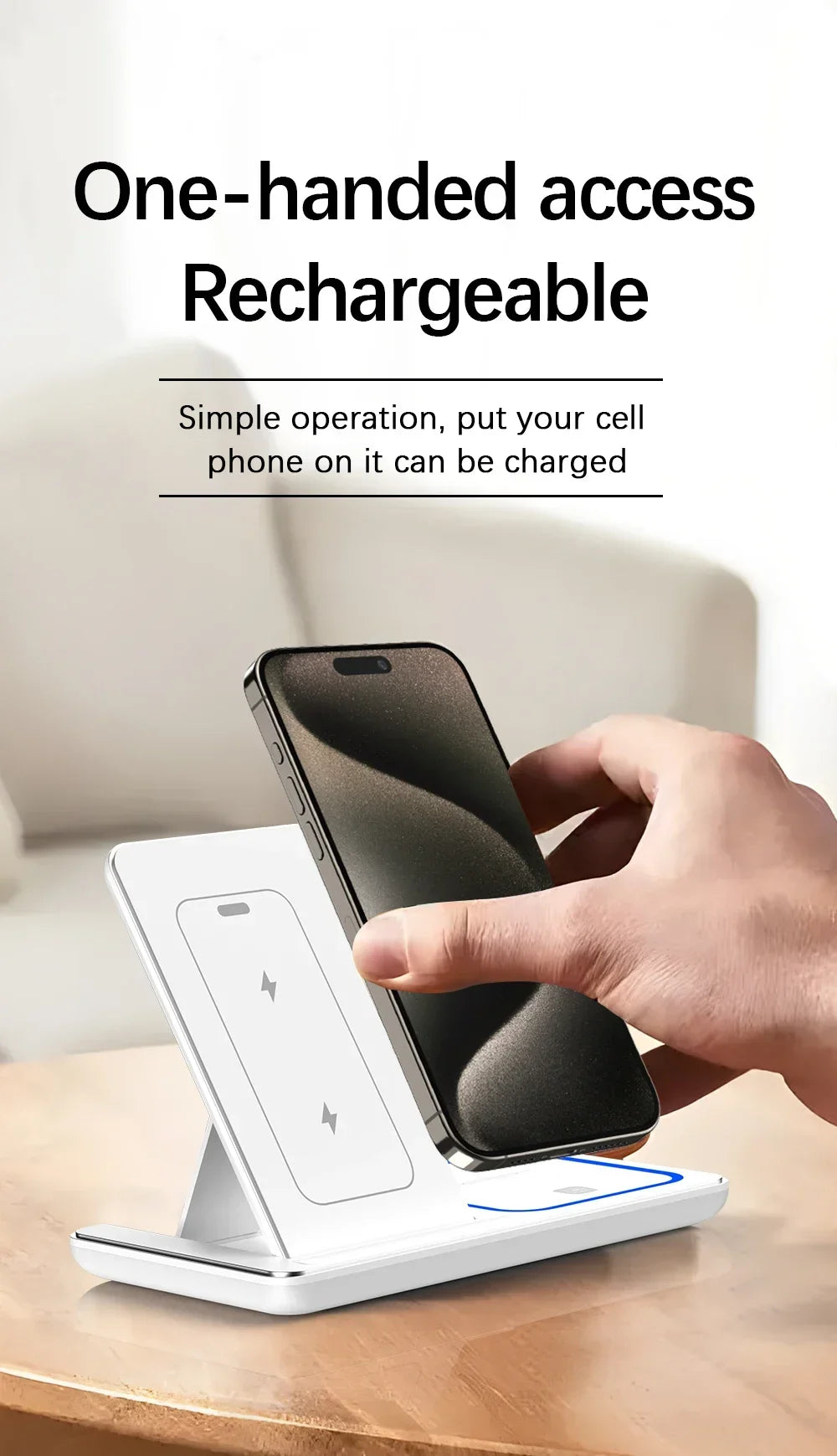 LED Fast Wireless Charger Stand 3 in 1 Foldable Charging Station For iPhone 15 14 13 12 11 Apple Watch 9 8 7 6 5 Airpods Pro