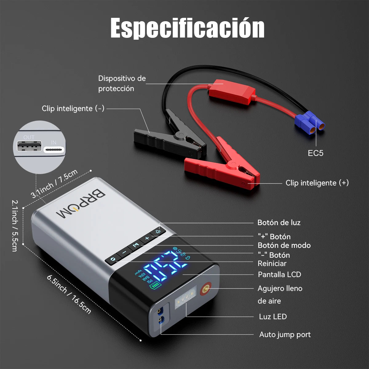 Car Jump Starter Air Pump 4 in 1 Portable Air Compressor Battery Booster With Power Bank LED Light EVA Bag For 12V Cars