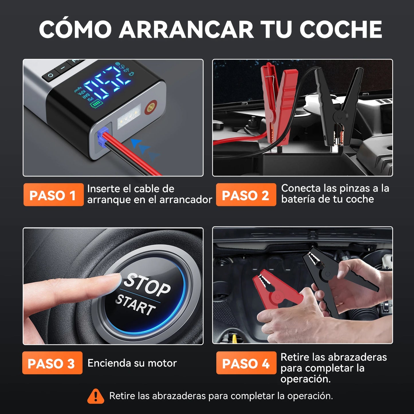 Car Jump Starter Air Pump 4 in 1 Portable Air Compressor Battery Booster With Power Bank LED Light EVA Bag For 12V Cars
