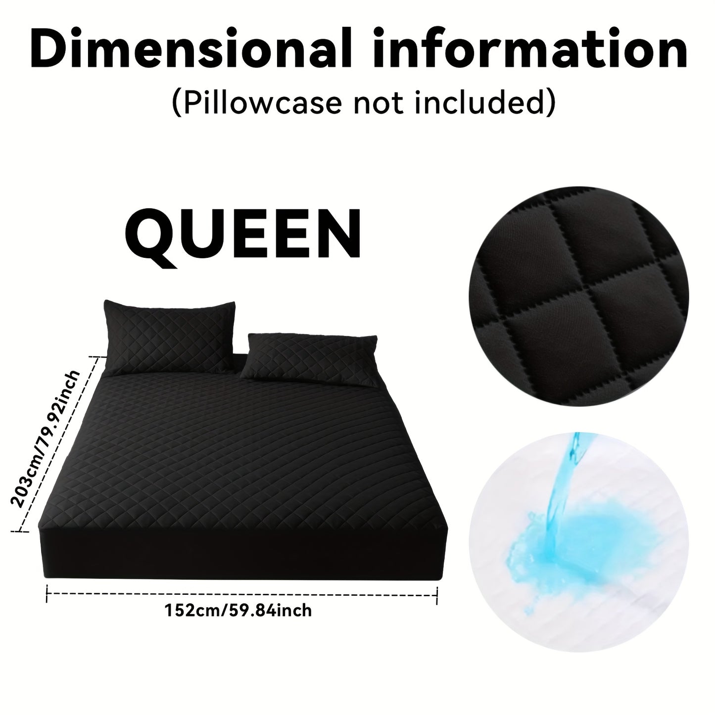 Quilted Waterproof Mattress Protective Cover - Super Soft And Comfortable Mattress Cover, Waterproof Mattress Protective Cover Fits Snugly Between Bed Sheets, Suitable for Room Decoration, Bedrooms, Guest Rooms, Hotels (exclu