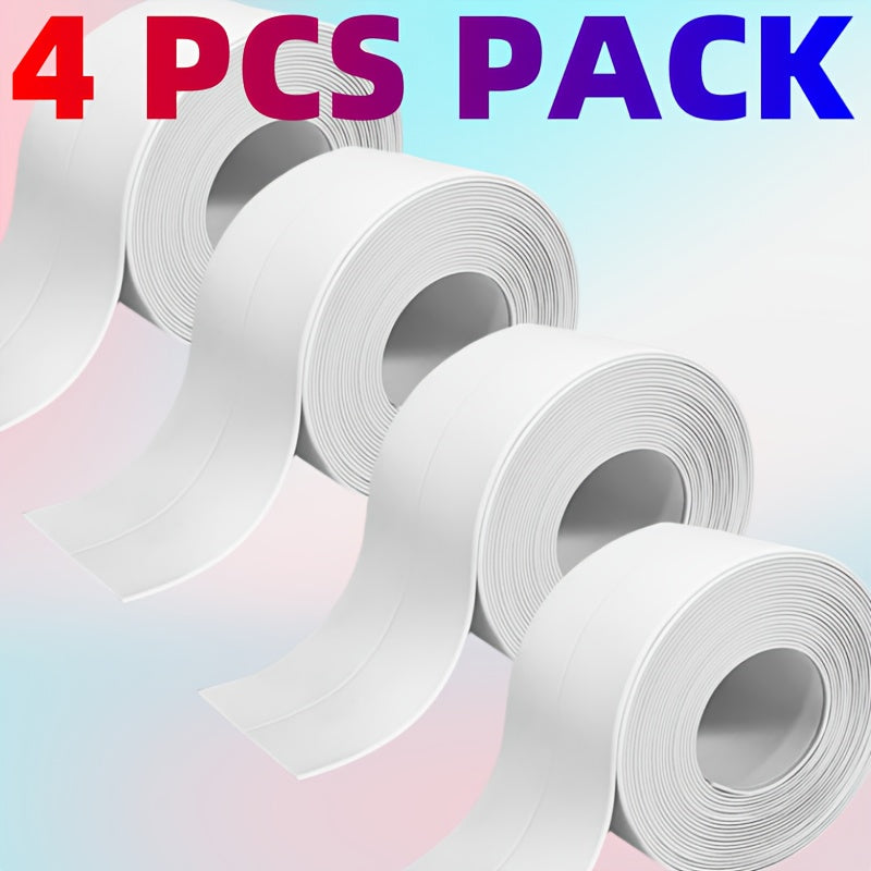 4 ROLLS Caulk Tape Long-Lasting Self-Adhesive Waterproof Strips for Bathroom & Kitchen, Caulking Tape, Instant Application, No Tools Needed, Peel And Stick, Bathroom Accessories, Bathroom, Bathroom Must Haves, Toilet Tape