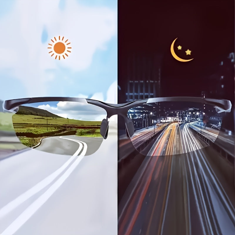 2pcs Sports Glasses Casual Glasses, Ultra Light Aurora Night Vision Driving Glasses Suitable For Men And Women-Anti-Glare, Half-Frame Design Ensures Safe Vision At Night, For Daily Wear Glasses, Gift Idea For Women Men