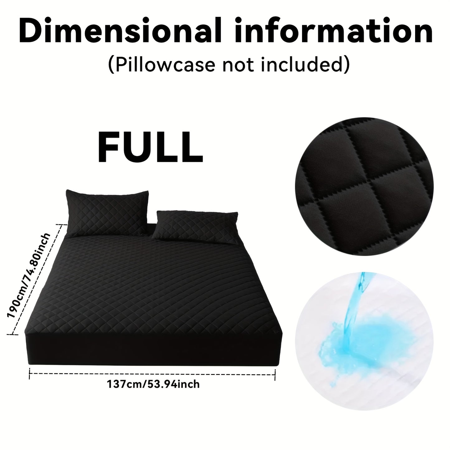 Quilted Waterproof Mattress Protective Cover - Super Soft And Comfortable Mattress Cover, Waterproof Mattress Protective Cover Fits Snugly Between Bed Sheets, Suitable for Room Decoration, Bedrooms, Guest Rooms, Hotels (exclu