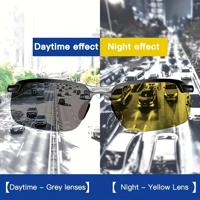 2pcs Sports Glasses Casual Glasses, Ultra Light Aurora Night Vision Driving Glasses Suitable For Men And Women-Anti-Glare, Half-Frame Design Ensures Safe Vision At Night, For Daily Wear Glasses, Gift Idea For Women Men