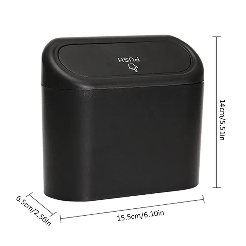 Car Interior Clamshell Trash Bin Black Trash Can With Automatic Rebound Cover Auto Organizer Garbage Can Rubbish Storage Box
