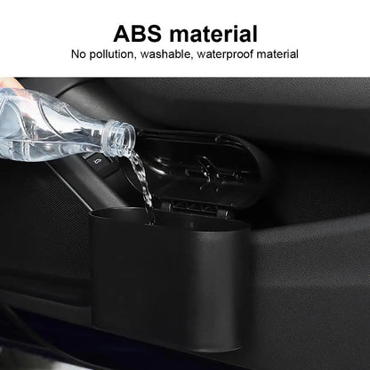 Car Interior Clamshell Trash Bin Black Trash Can With Automatic Rebound Cover Auto Organizer Garbage Can Rubbish Storage Box