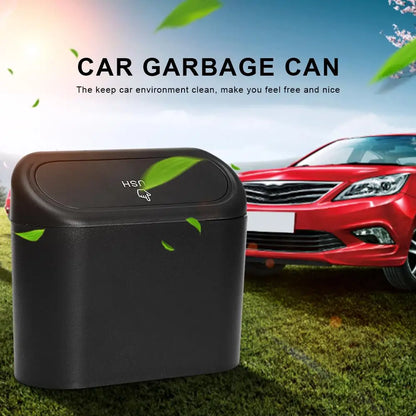 Car Interior Clamshell Trash Bin Black Trash Can With Automatic Rebound Cover Auto Organizer Garbage Can Rubbish Storage Box