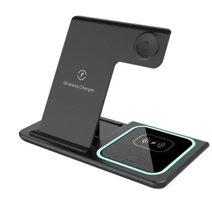 LED Fast Wireless Charger Stand 3 in 1 Foldable Charging Station For iPhone 15 14 13 12 11 Apple Watch 9 8 7 6 5 Airpods Pro