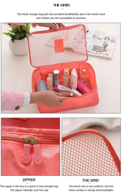 6 Pcs/Set Pink/Blue/Grey Travel Storage Bag Large Capacity Waterproof Luggage Clothing Underwear Storage Bag Bag with Zipper