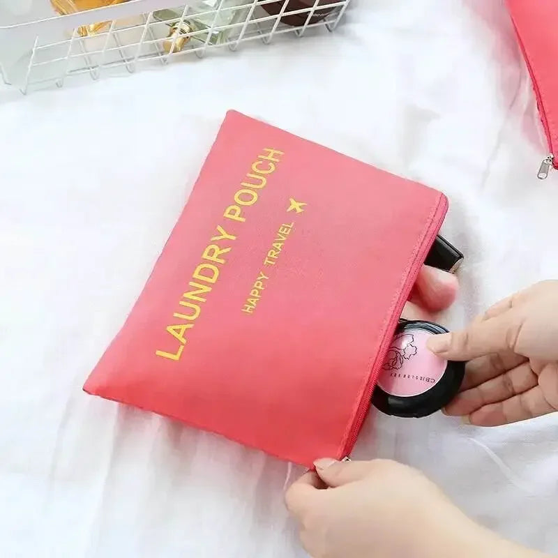 6 Pcs/Set Pink/Blue/Grey Travel Storage Bag Large Capacity Waterproof Luggage Clothing Underwear Storage Bag Bag with Zipper