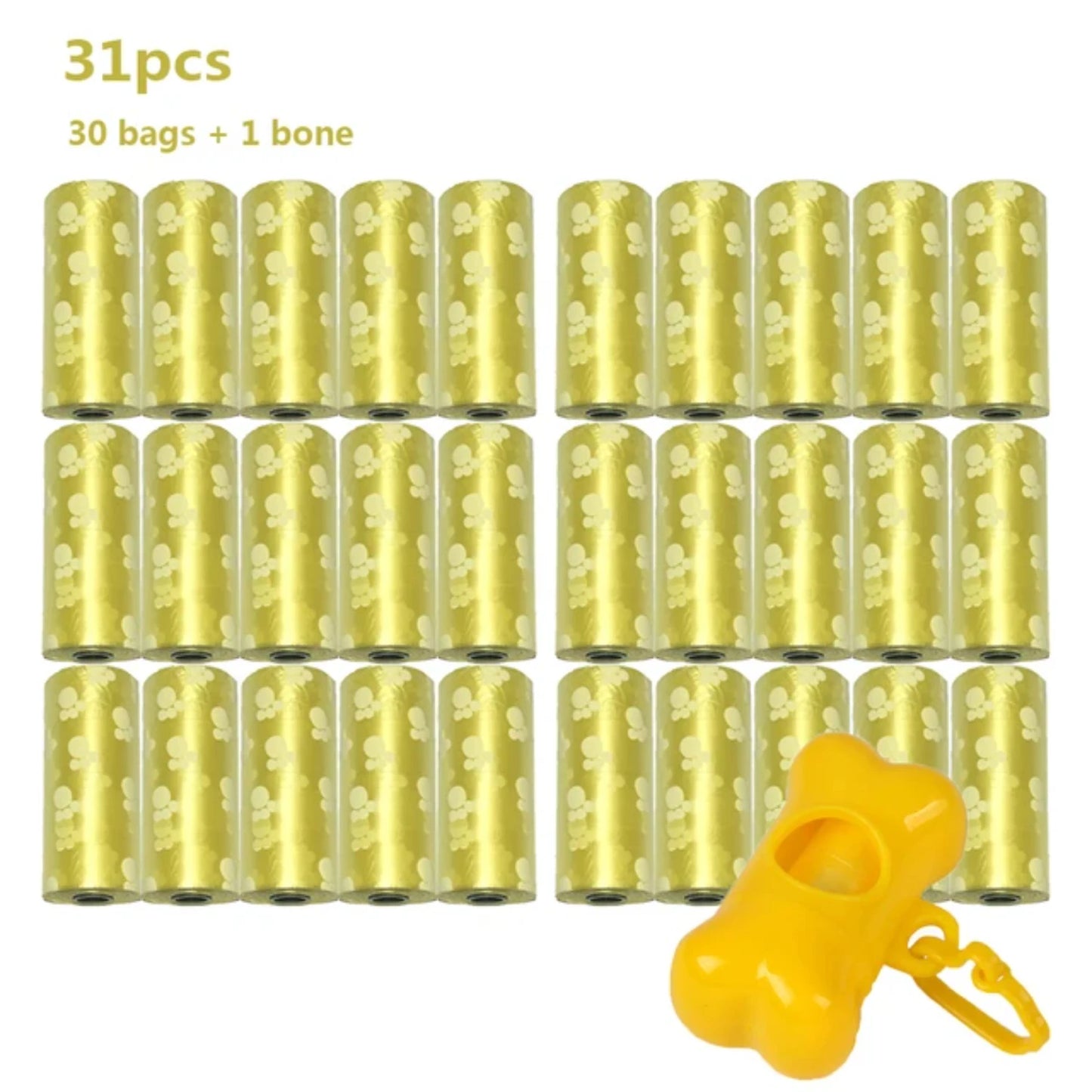 New Convenient Dog Poop Bag Set: 30 Refill Rolls with 1 Dispenser, Strong Leash Clip, Easy Tear-off Design - Essential Pet Waste
