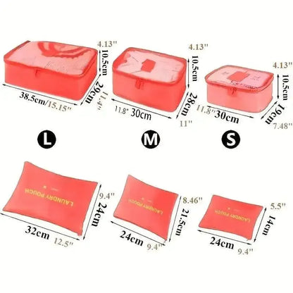 6 Pcs/Set Pink/Blue/Grey Travel Storage Bag Large Capacity Waterproof Luggage Clothing Underwear Storage Bag Bag with Zipper