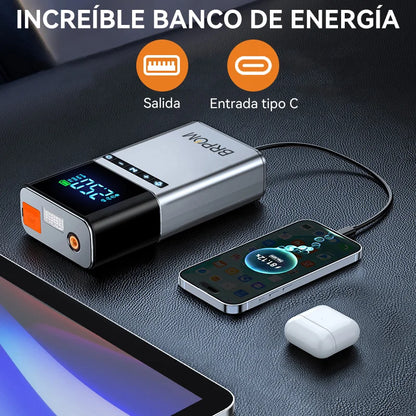 Car Jump Starter Air Pump 4 in 1 Portable Air Compressor Battery Booster With Power Bank LED Light EVA Bag For 12V Cars