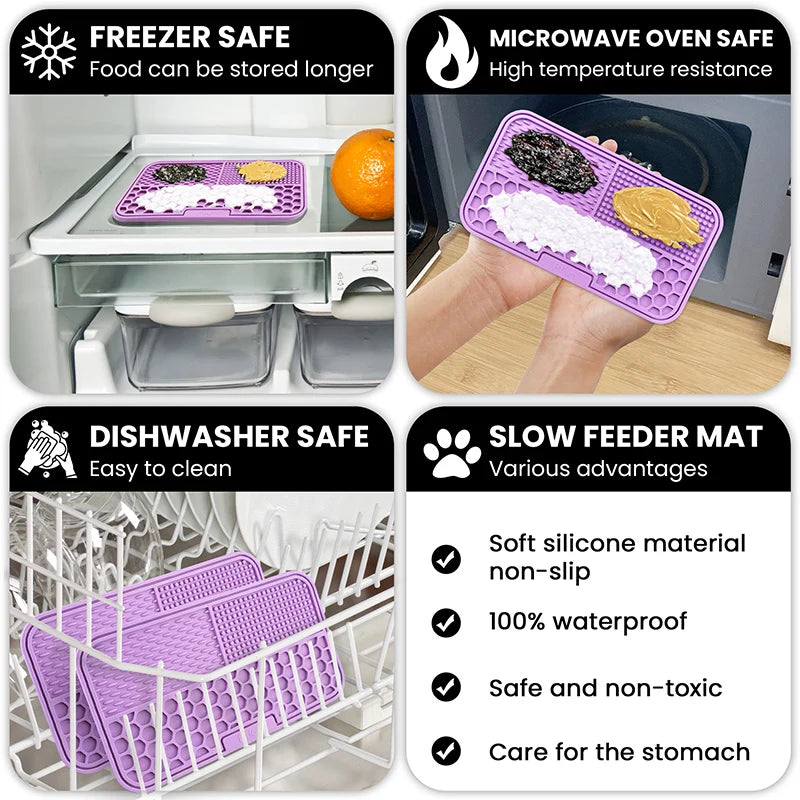 New Slow-Feeding Eco-Friendly Durable Non-Toxic Silicone Pet Placemat - Essential Anti-Choking Anti-Slip Dog Lick Mat - Ideal Su