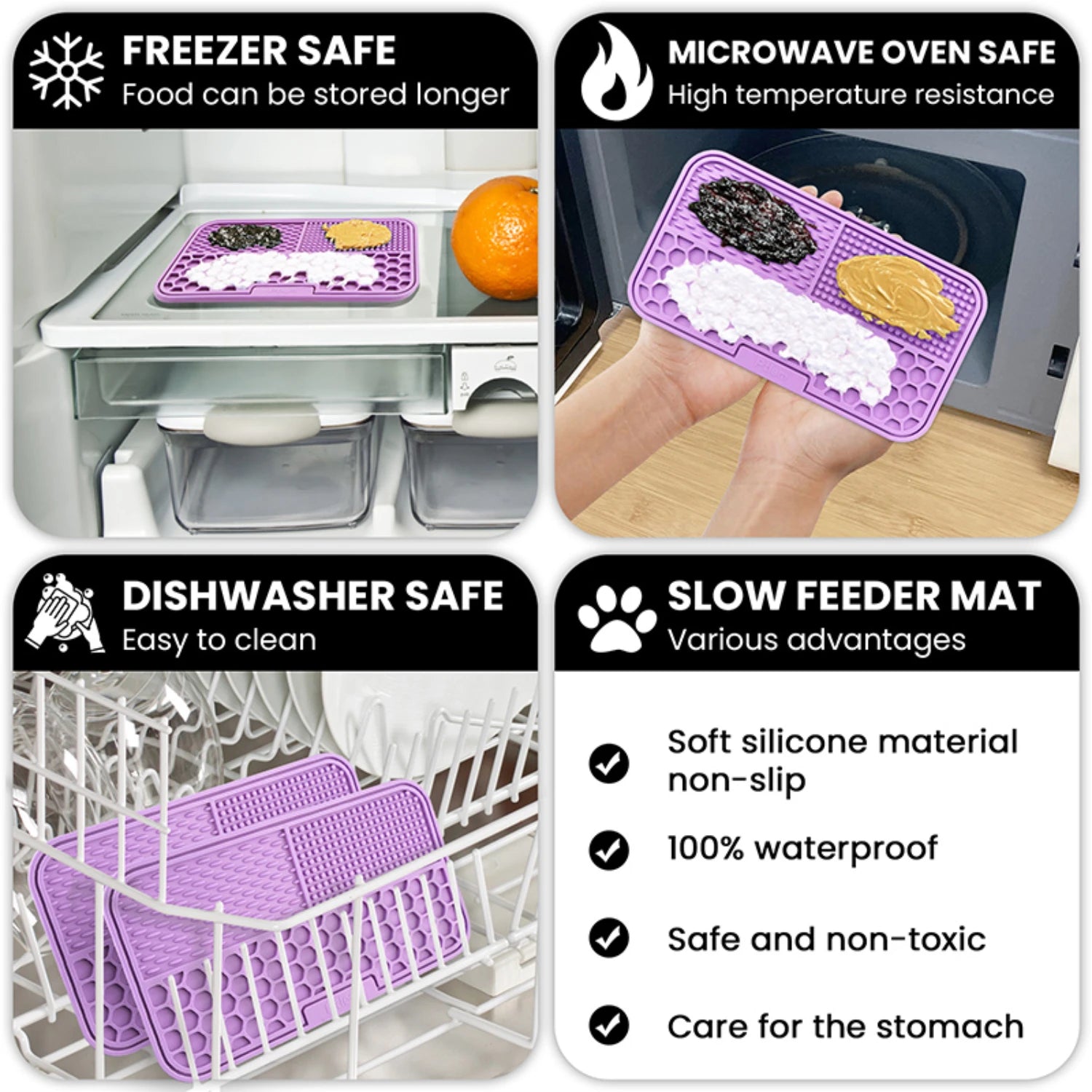 New Slow-Feeding Eco-Friendly Durable Non-Toxic Silicone Pet Placemat - Essential Anti-Choking Anti-Slip Dog Lick Mat - Ideal Su