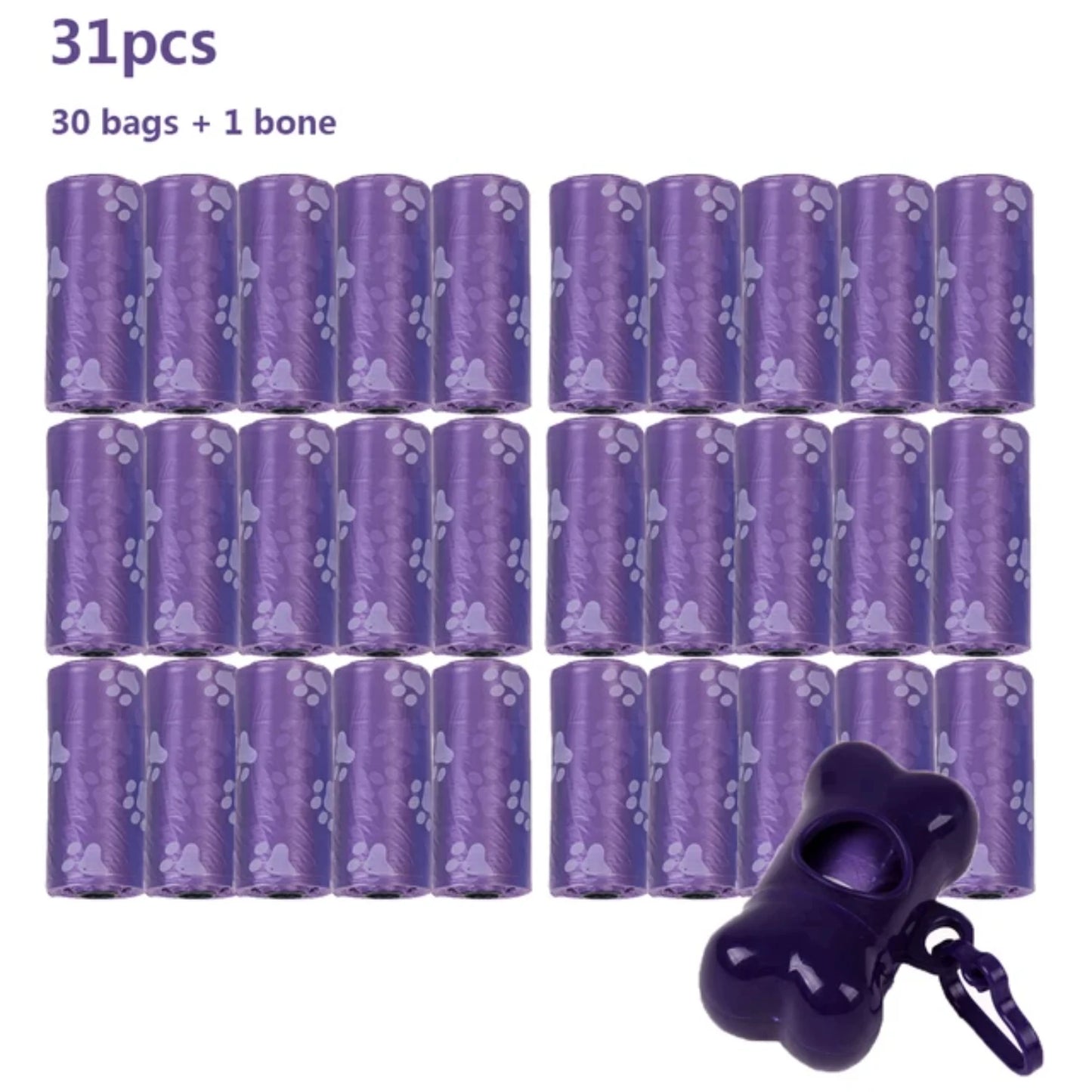 New Convenient Dog Poop Bag Set: 30 Refill Rolls with 1 Dispenser, Strong Leash Clip, Easy Tear-off Design - Essential Pet Waste