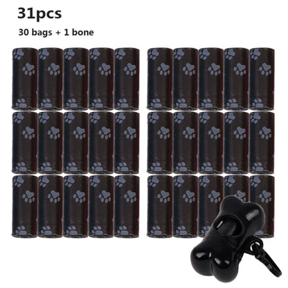 New Convenient Dog Poop Bag Set: 30 Refill Rolls with 1 Dispenser, Strong Leash Clip, Easy Tear-off Design - Essential Pet Waste