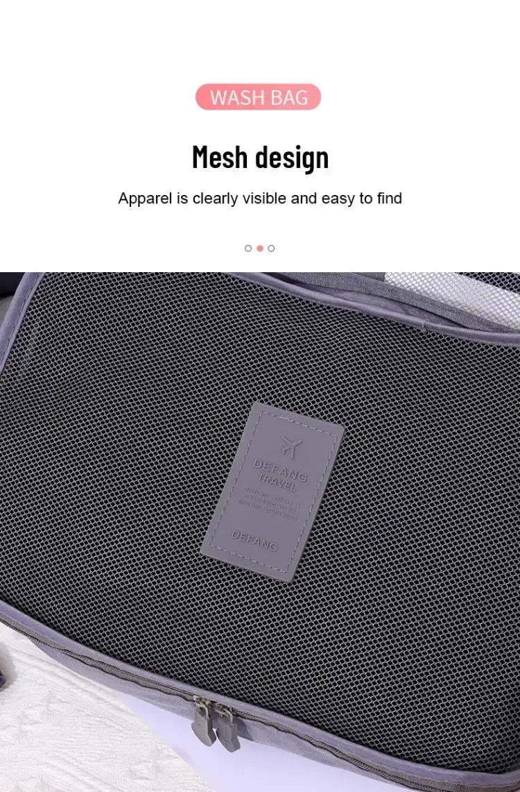 6 Pcs/Set Pink/Blue/Grey Travel Storage Bag Large Capacity Waterproof Luggage Clothing Underwear Storage Bag Bag with Zipper