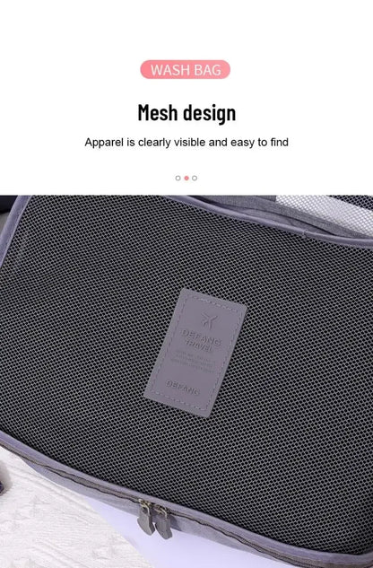 6 Pcs/Set Pink/Blue/Grey Travel Storage Bag Large Capacity Waterproof Luggage Clothing Underwear Storage Bag Bag with Zipper