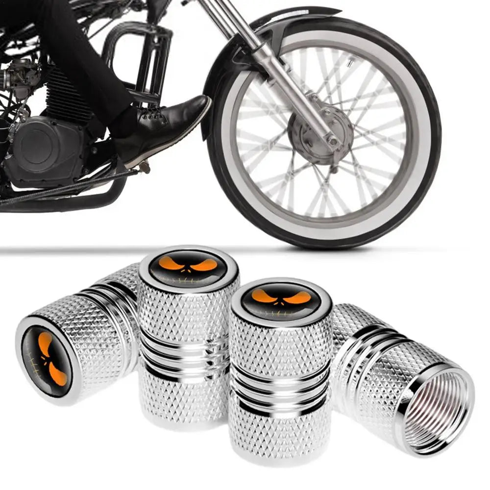 4PCS/Set Aluminium Alloy Car Wheel Tire Valve Air Caps Stem Cover Dustproof Auto Motorcycles Skull Styling Accessories Car Decor