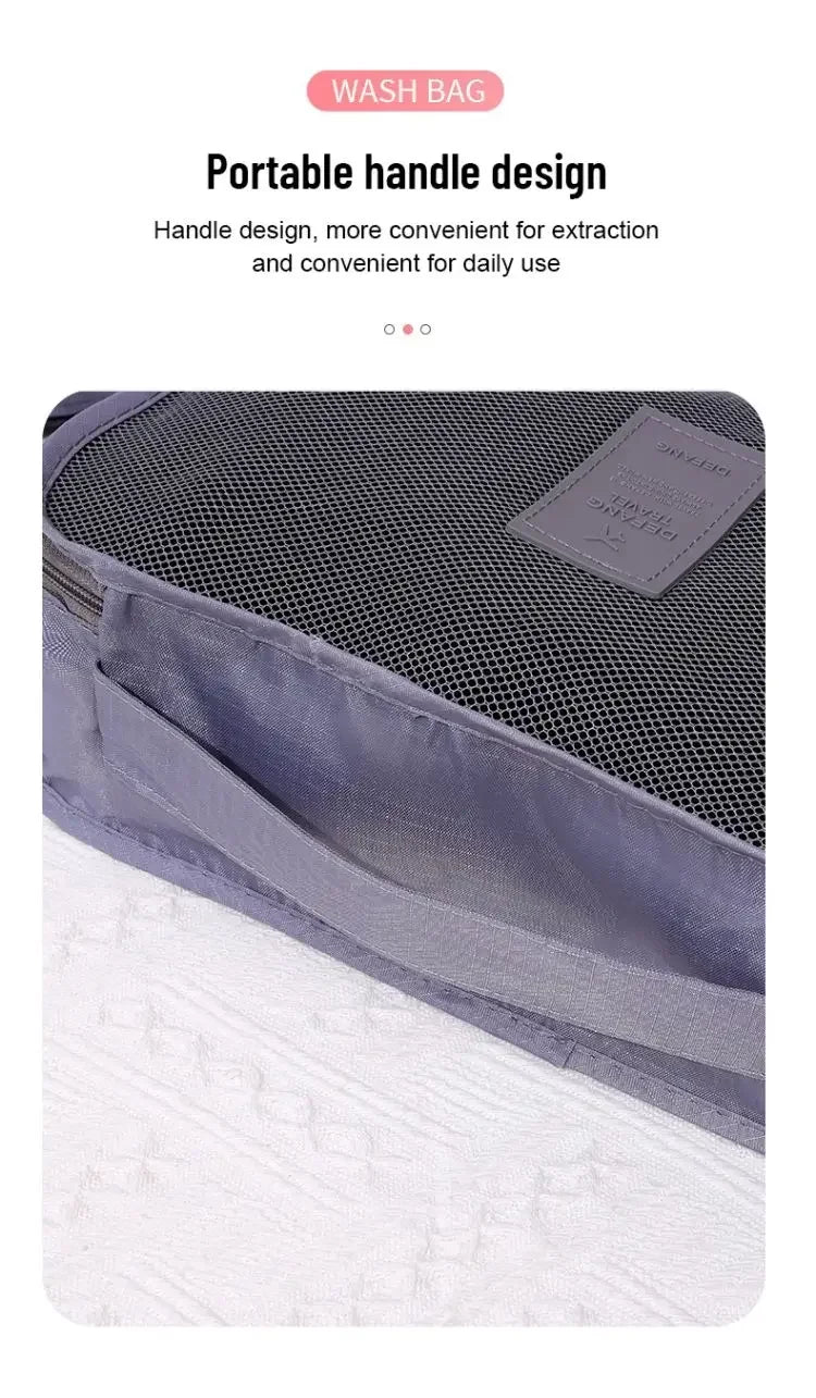 6 Pcs/Set Pink/Blue/Grey Travel Storage Bag Large Capacity Waterproof Luggage Clothing Underwear Storage Bag Bag with Zipper