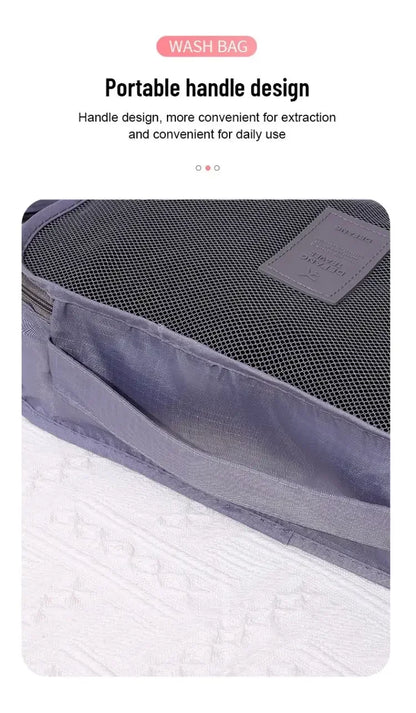 6 Pcs/Set Pink/Blue/Grey Travel Storage Bag Large Capacity Waterproof Luggage Clothing Underwear Storage Bag Bag with Zipper
