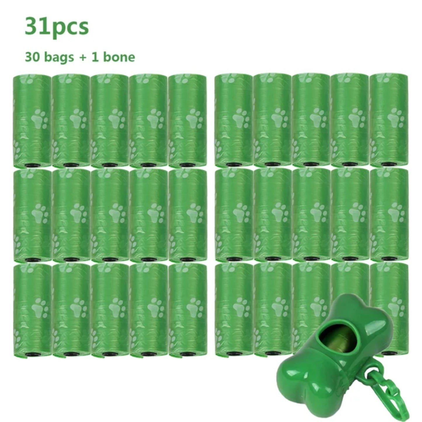 New Convenient Dog Poop Bag Set: 30 Refill Rolls with 1 Dispenser, Strong Leash Clip, Easy Tear-off Design - Essential Pet Waste