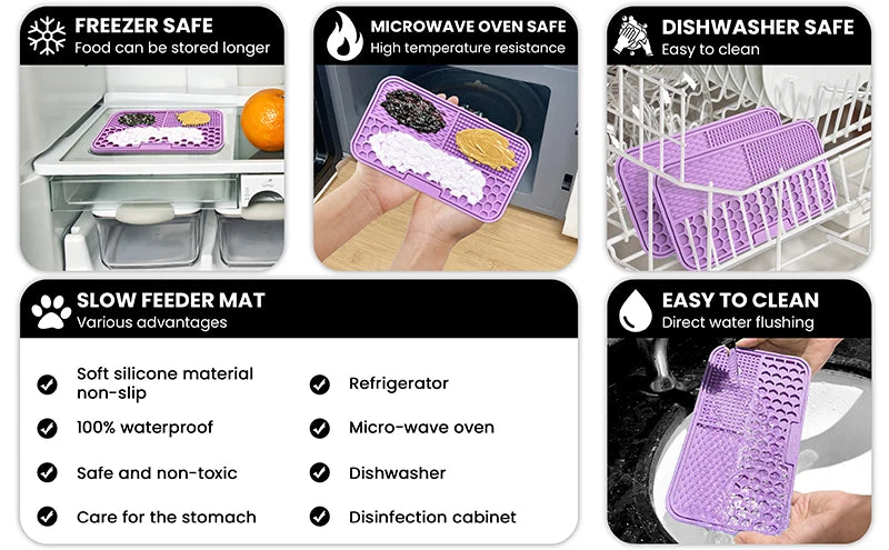 New Slow-Feeding Eco-Friendly Durable Non-Toxic Silicone Pet Placemat - Essential Anti-Choking Anti-Slip Dog Lick Mat - Ideal Su