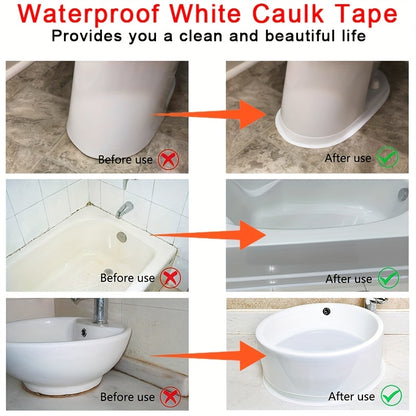 4 ROLLS Caulk Tape Long-Lasting Self-Adhesive Waterproof Strips for Bathroom & Kitchen, Caulking Tape, Instant Application, No Tools Needed, Peel And Stick, Bathroom Accessories, Bathroom, Bathroom Must Haves, Toilet Tape