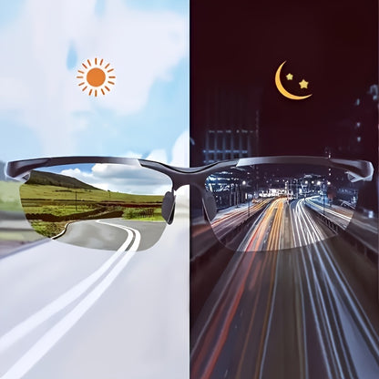 2pcs Sports Glasses Casual Glasses, Ultra Light Aurora Night Vision Driving Glasses Suitable For Men And Women-Anti-Glare, Half-Frame Design Ensures Safe Vision At Night, For Daily Wear Glasses, Gift Idea For Women Men